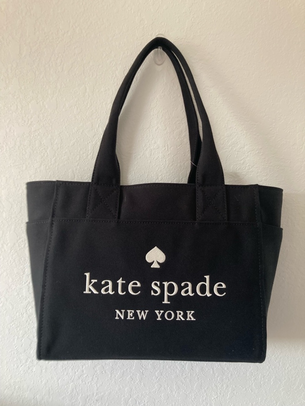 kate spade Black Canvas large Tote with White Logo
